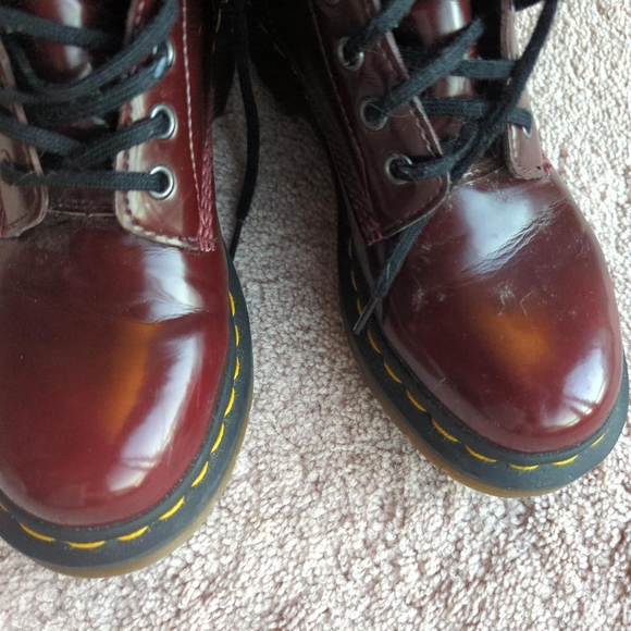 Dr. Martens Cherry Red Leather Boots - Picture 1 of 6